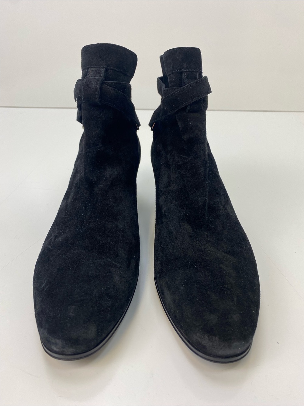 Saint Laurent Black Suede Chukka Boots with Ankle Strap